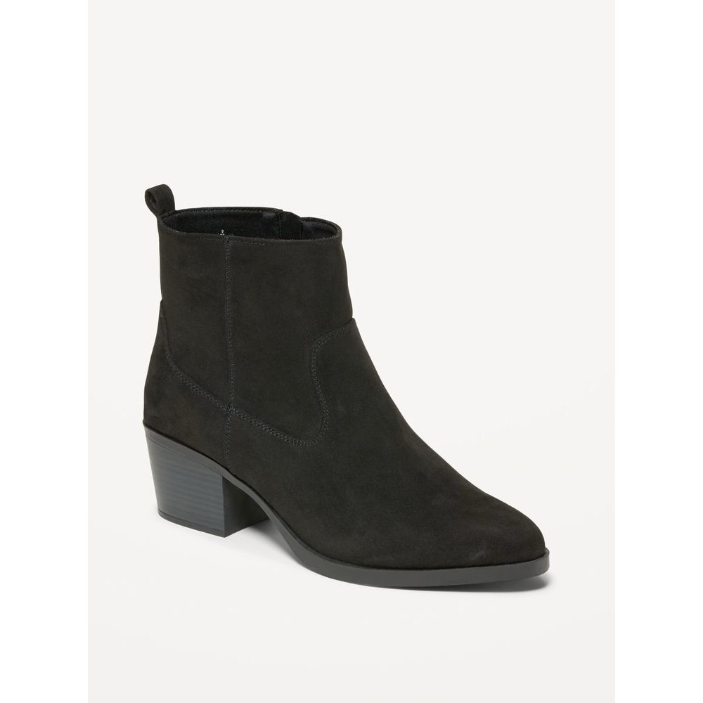Old Navy Faux-Suede Western Ankle Boots Booties Black Womens Size 10